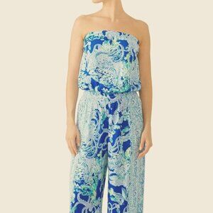 Lilly Pulitzer Pim Blue Current Sea Sirens Jump Strapless Jumpsuit
